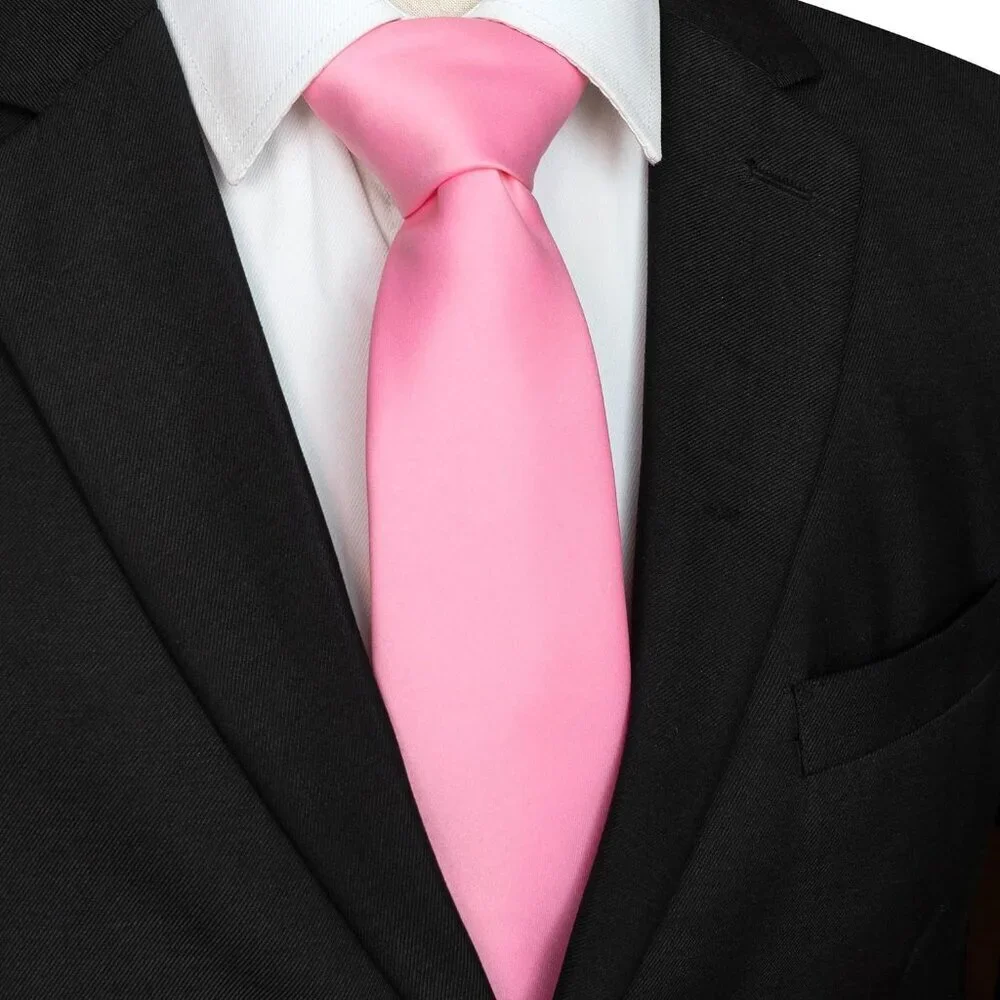 Men's Pink Solid Pure Color Imported Polyester Formal Neck Ties